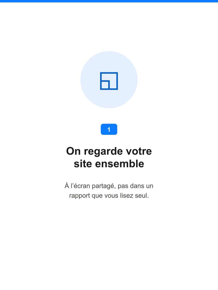 Étape 1 : on regarde votre site ensemble, à l’écran partagé