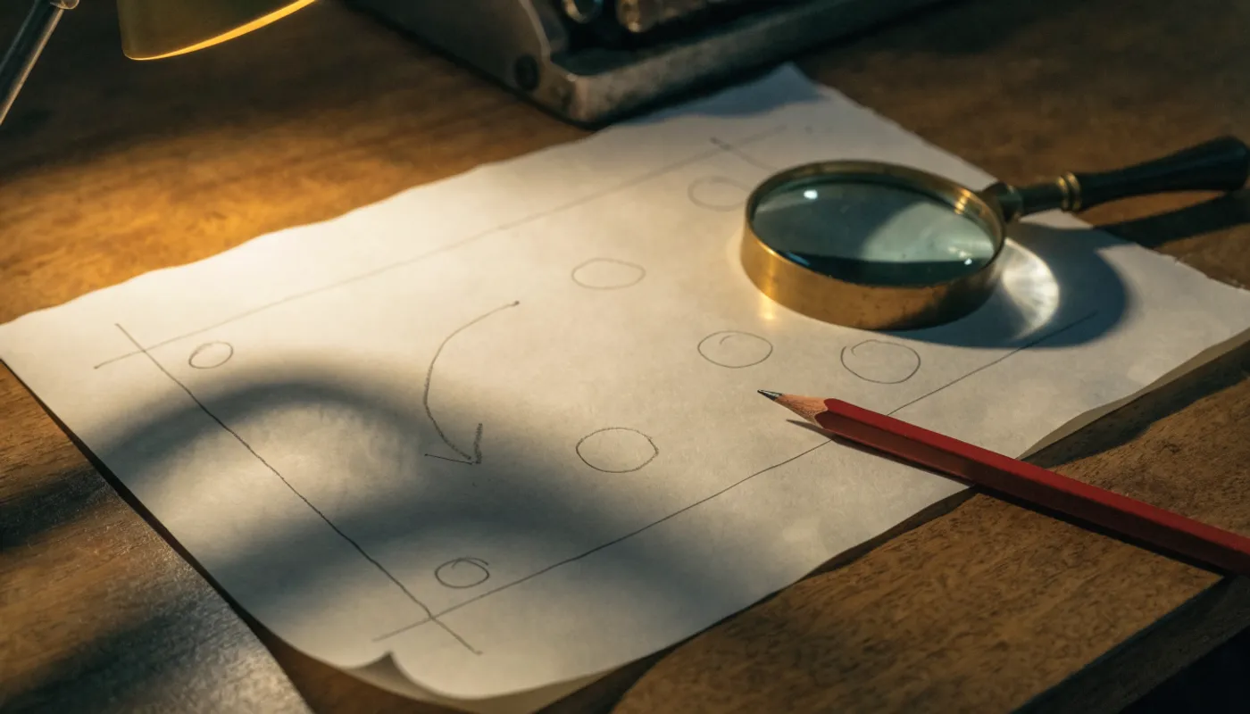 Épreuve d’imprimerie annotée au crayon, avec une loupe posée à côté